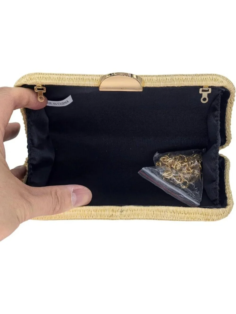 Woven Straw Clutch with Seashell Accents - Boho Beach Evening Bag, Lightweight